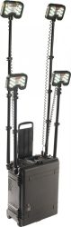Peli 9470 4 fejes 4x10 LED -es akkumulátoros teleszkópos lámpa  Peli védőtáskában. 12V csatlakozási lehetőséggel, bluetooth vezérléssel,  24000 lm